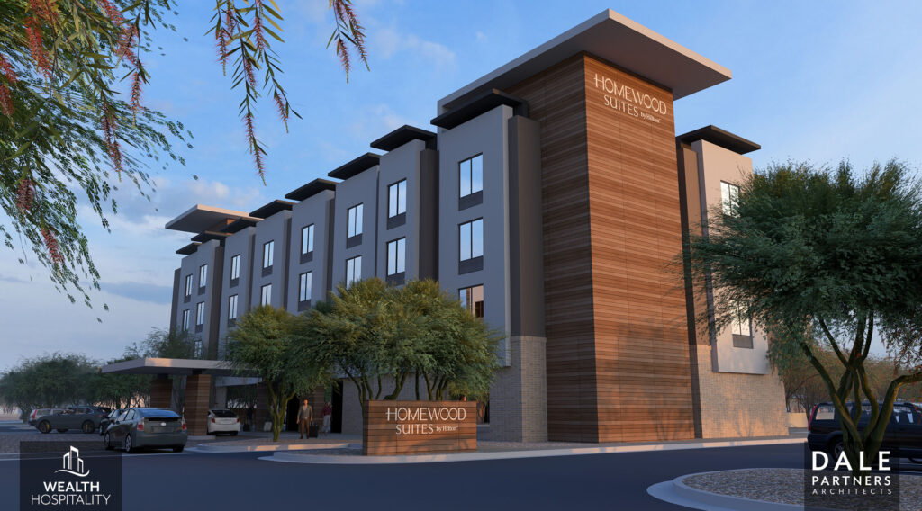 Wealth Hospitality Group’s published architectural rendering for its Goodyear hotel development